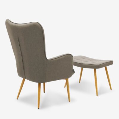 Armchair lucy beige with stool (2)