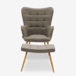 Armchair lucy beige with stool (4)