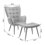 Armchair lucy beige with stool (7)