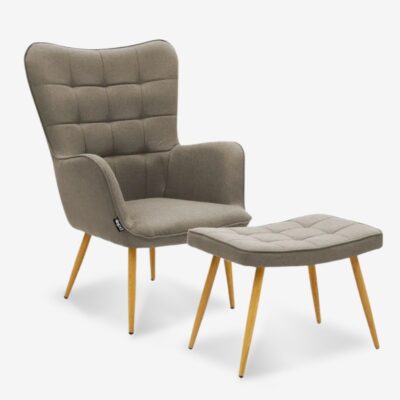 Armchair lucy beige with stool
