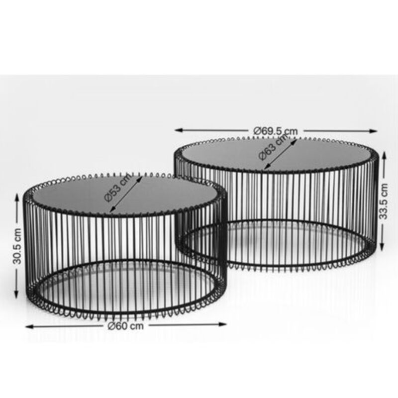Kare Coffee Table Wire Silver (2 Set) (8)