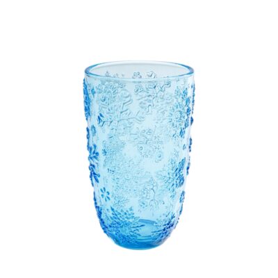Kare Water Glass Ice Flowers Blue