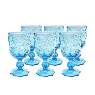 Kare Wine Glass Ice Flowers Blue (4)