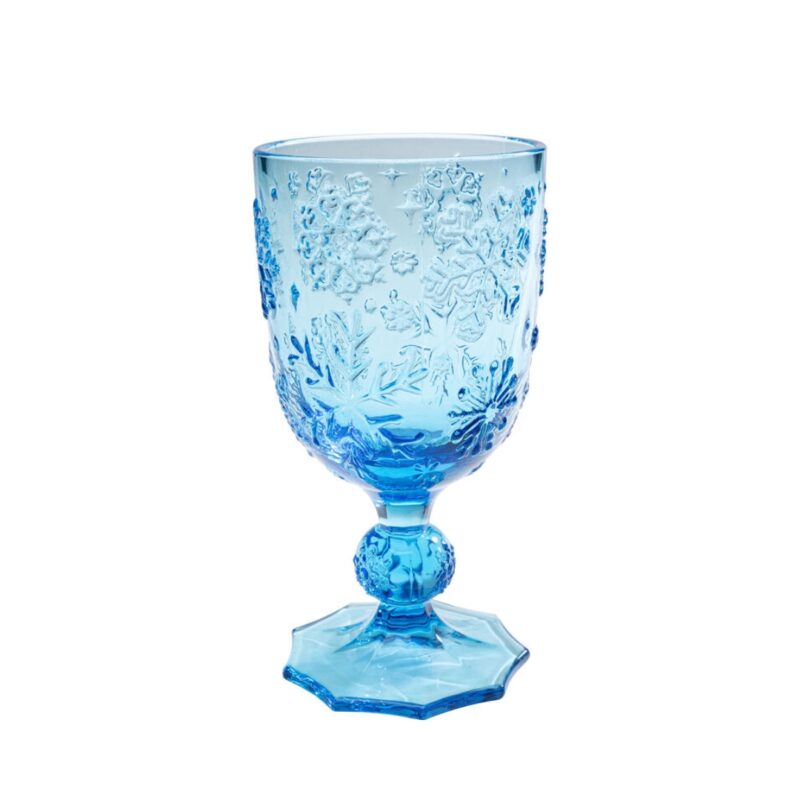 Kare Wine Glass Ice Flowers Blue