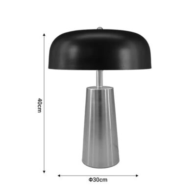 Table Lamp Luminary E27 Silver Black Metal ∅30x40cm (2)