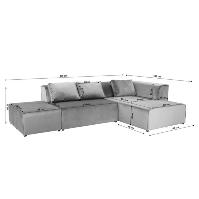 Kare Corner Sofa Infinity Ottoman Cream Left (14)