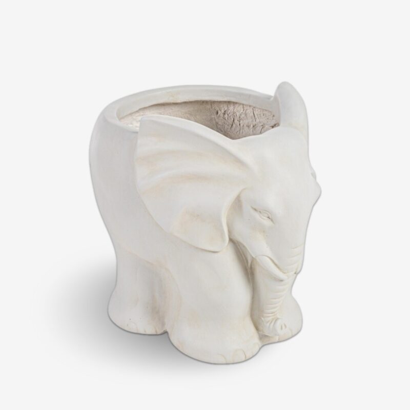 Pot Holder Elephant White Clay