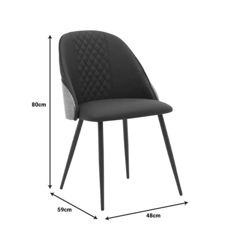 Chair Conny Walnut Black 48x59x80cm (6)