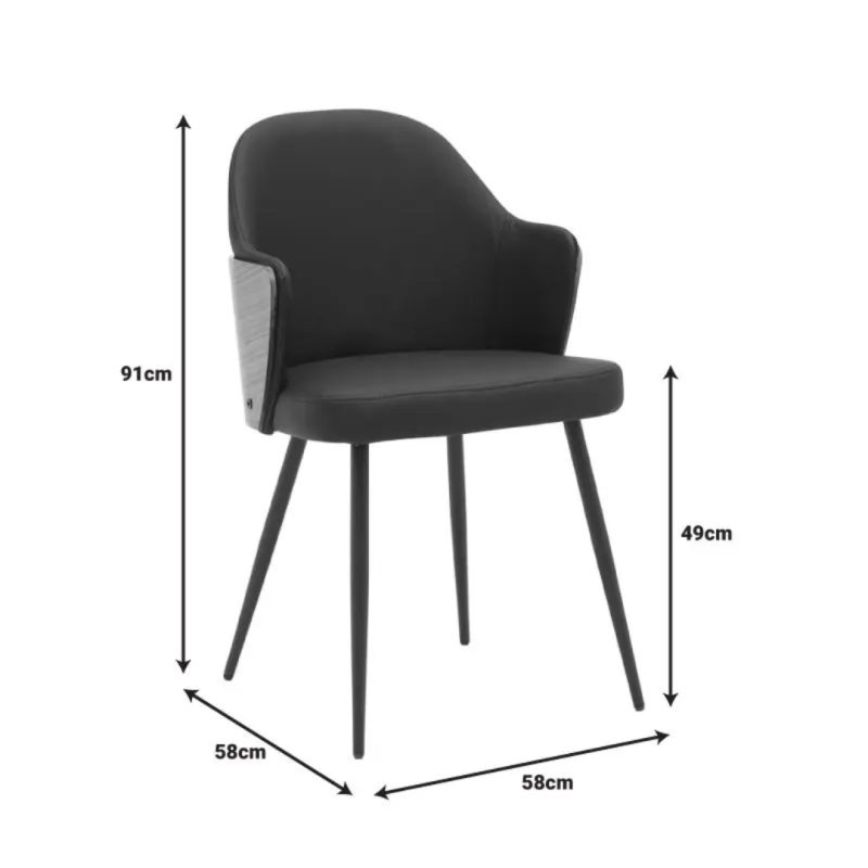 Chair Marcos Wood Metal Black 58x58x91cm (6)