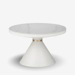 Side Table Cool White Marble Metal Ø70x40cm