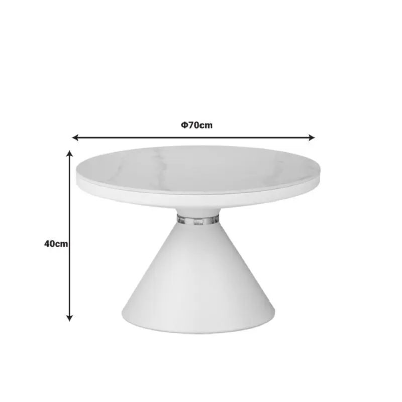 Side Table Cool White Marble Metal Ø70x40cm (4)