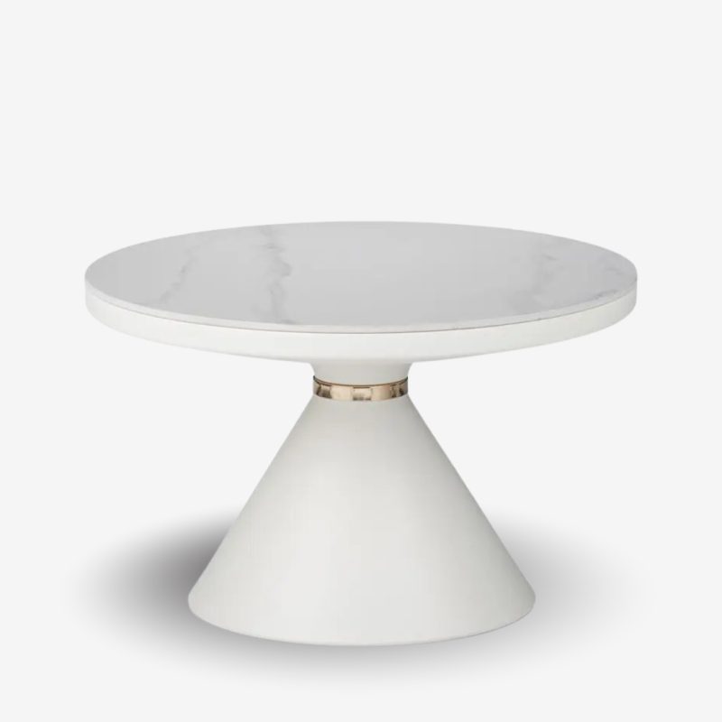 Side Table Cool White Marble Metal Ø70x40cm