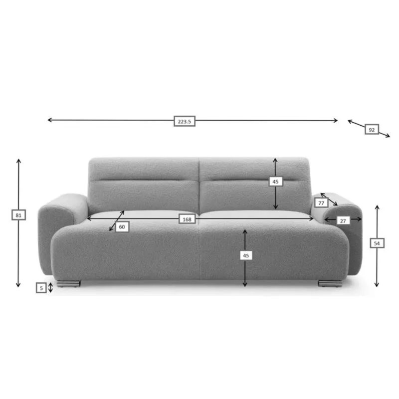 Sofa Bed Harmony Pink Bouclé 223.5x92x81cm (3)