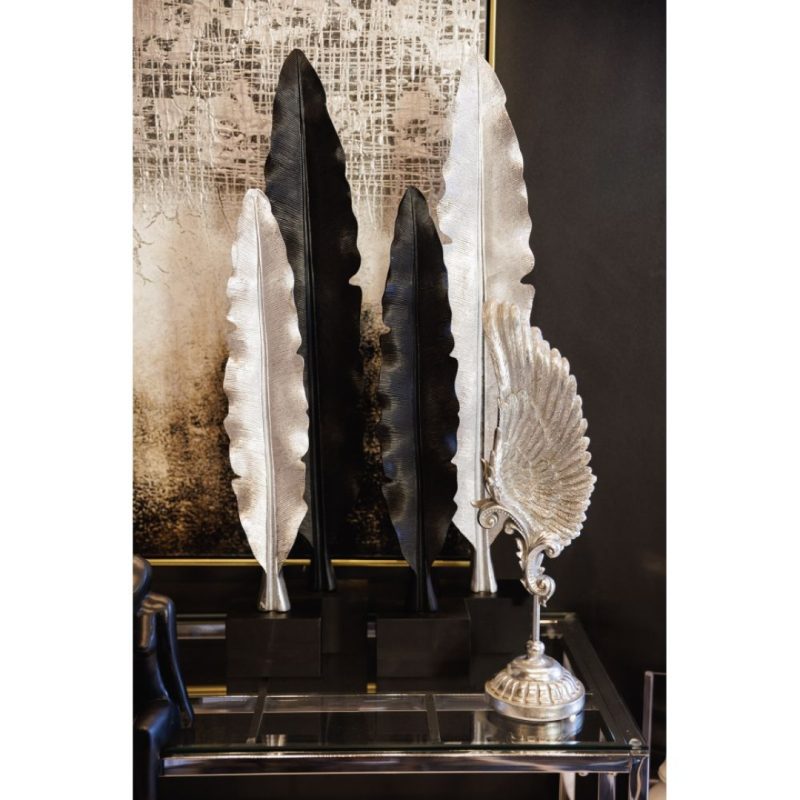Sculpture Vole Feather Silver 14.5x11x46cm (2)