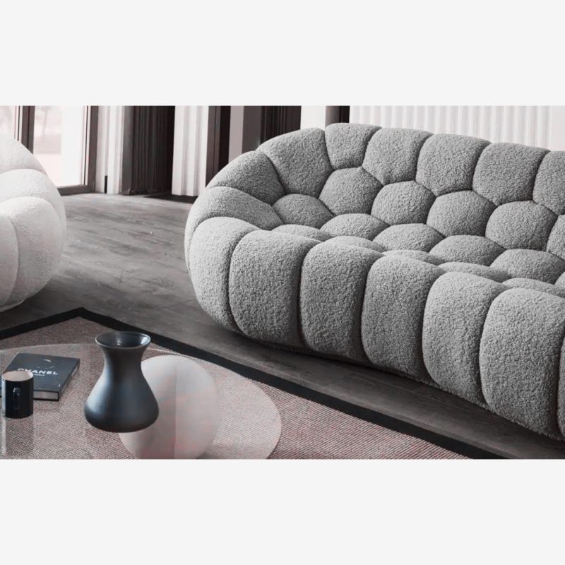 Sofa Honey Gray Boucle 236x108x77cm (13)
