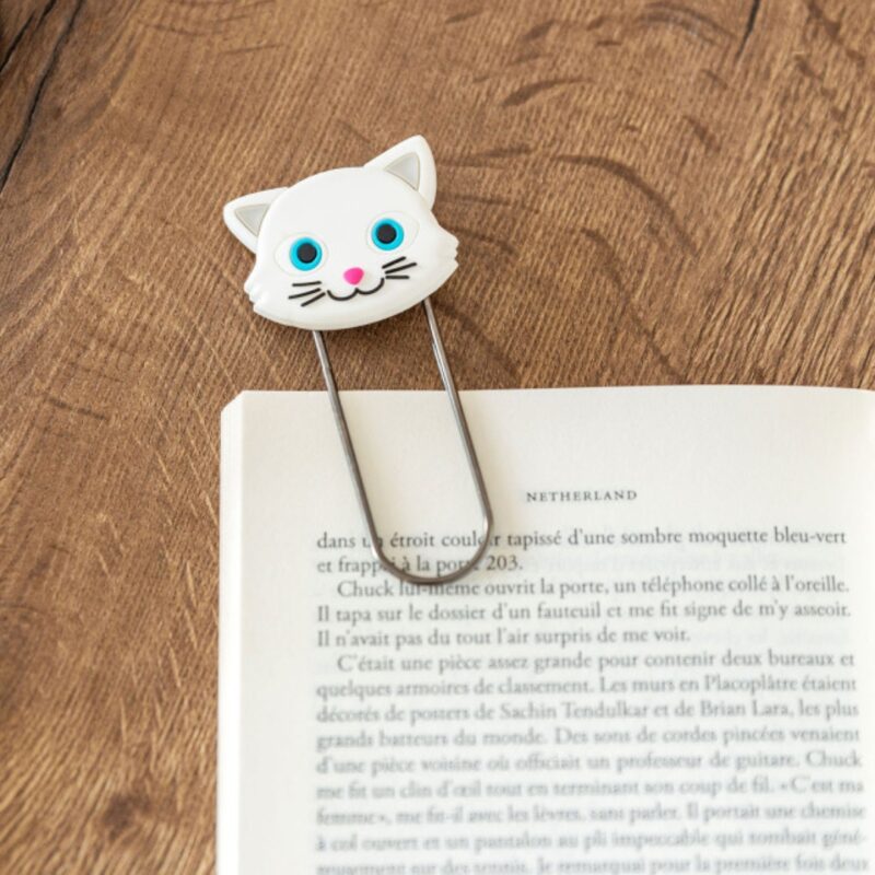 Bookmark Paper Clip L White Cat (2)