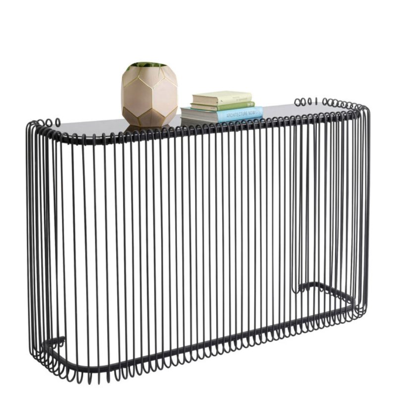 Console Wire Glass Black 142x89cm