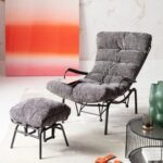 Armchair + stool vienna swing grey