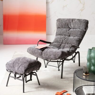 Armchair + stool vienna swing grey