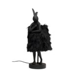 Table Lamp Animal Rabbit Fur Black Gold 50cm