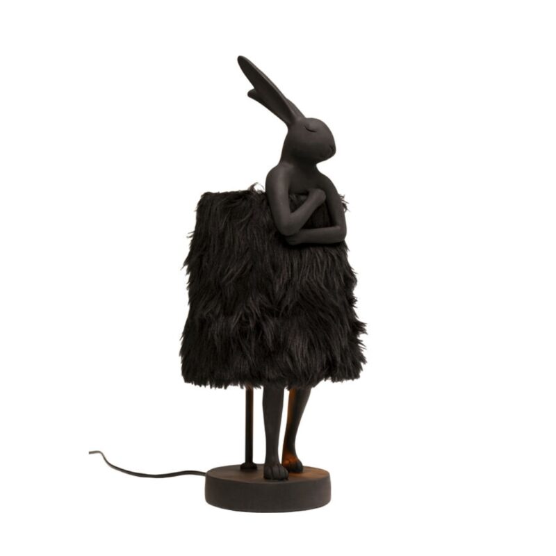 Table Lamp Animal Rabbit Fur Black Gold 50cm (2)