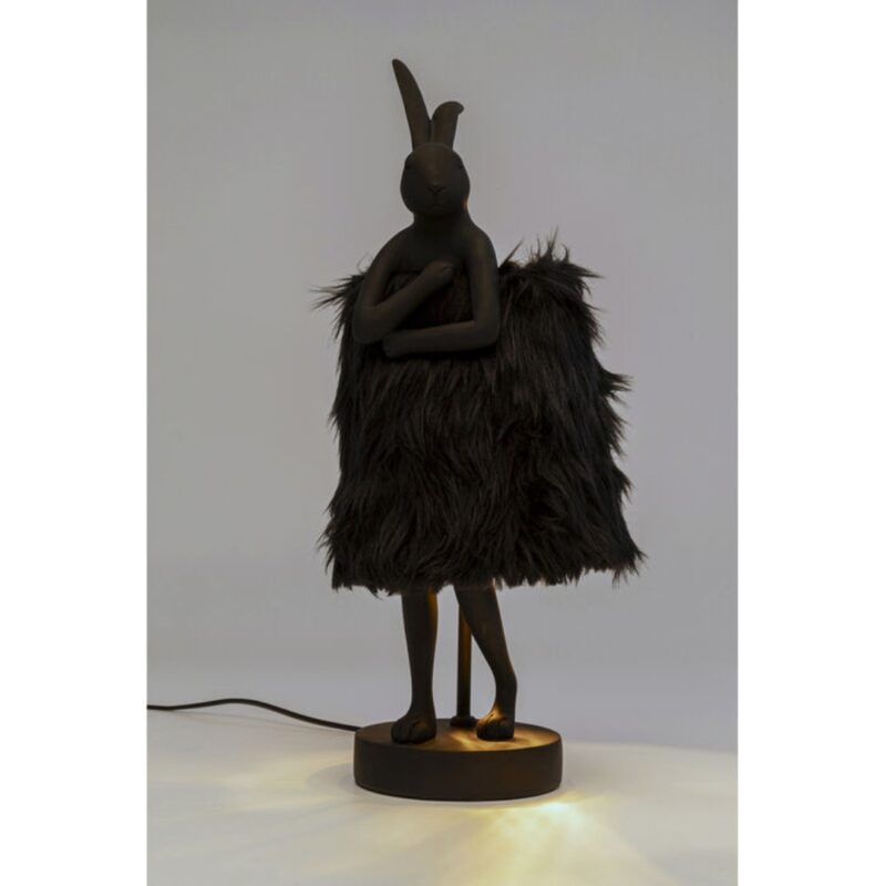 Table Lamp Animal Rabbit Fur Black Gold 50cm (3)