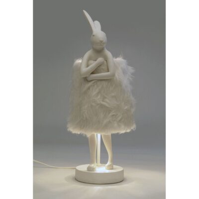Table Lamp Animal Rabbit Fur White Silver 50cm (2)