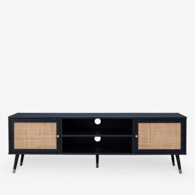 Tv Cabinet Vienna Black Rattan 150cm (2)