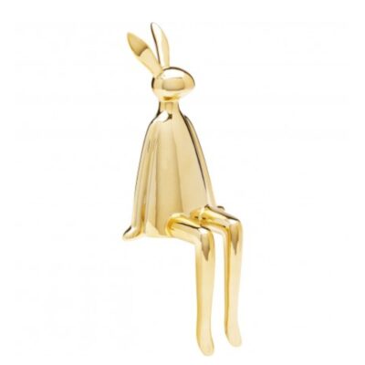 Deco figurine sitting rabbit heart gold 35cm