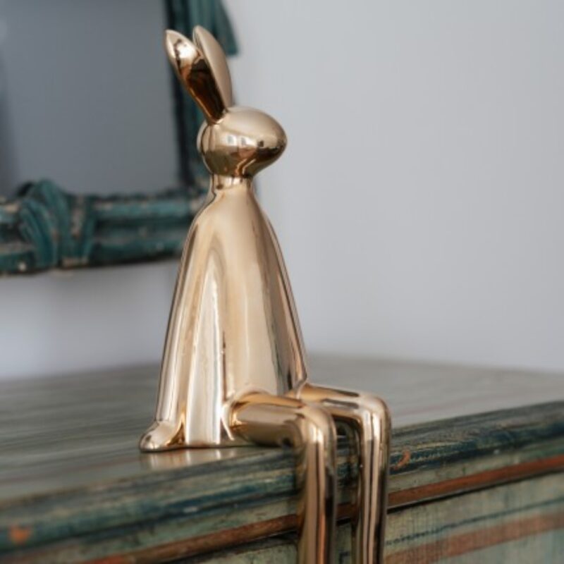 Deco figurine sitting rabbit heart gold 35cm (6)