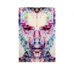 Glass picture pixel face 120x80cm