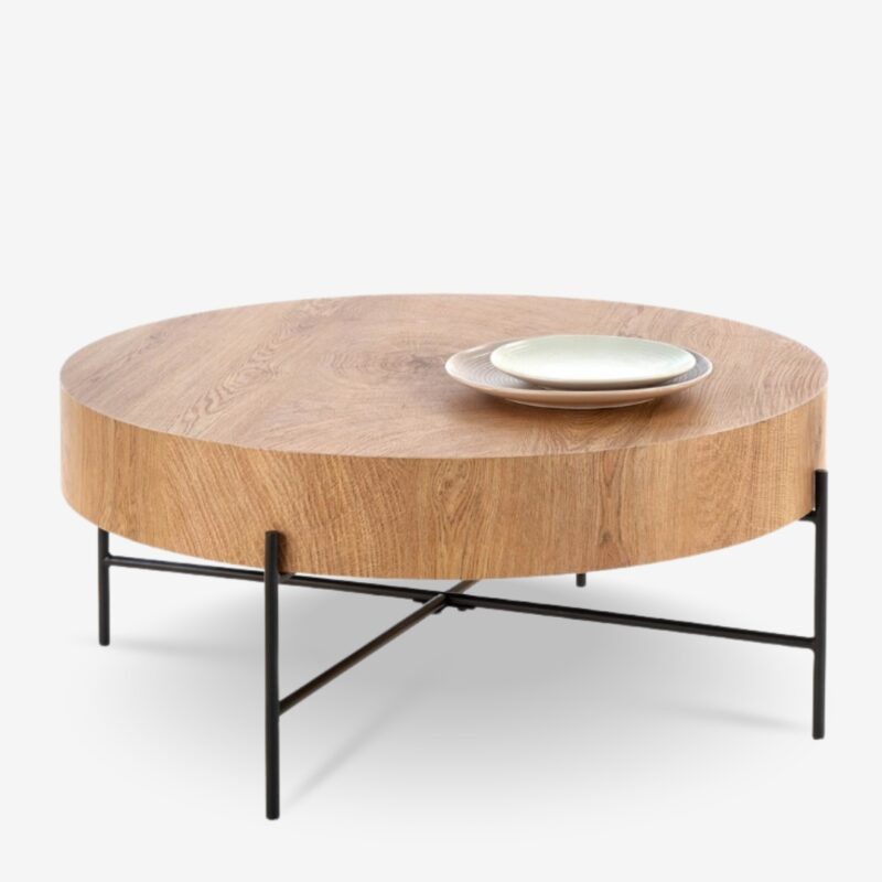 Coffee table madera natural black Ø80cm (3)