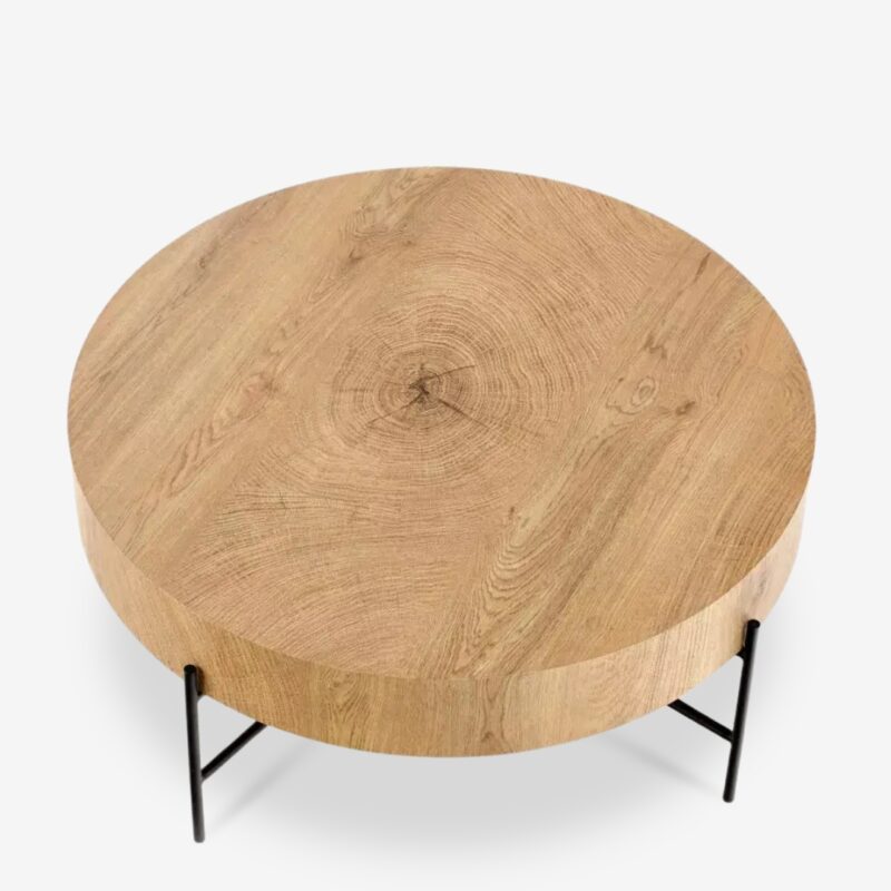 Coffee table madera natural black Ø80cm (4)