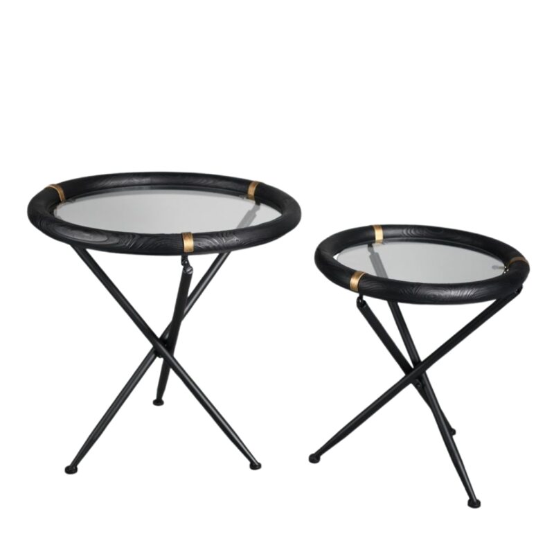 Side table set 2pcs black Ø64cm (2)