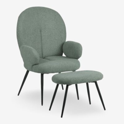 Armchair with stool practik green