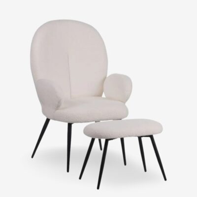 Armchair with stool practik white (11)