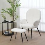 Armchair with stool practik white (2)