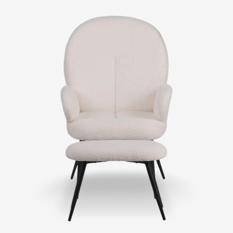 Armchair with stool practik white (5)
