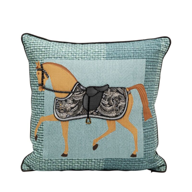 Cushion show horse plaid 45x45cm (1)