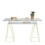 Desk polar brass matt 8mm tempered glass (3)
