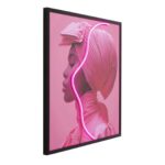 Framed picture led pink woman 80x80cm (2)