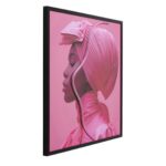 Framed picture led pink woman 80x80cm (3)
