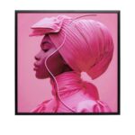 Framed picture led pink woman 80x80cm (4)