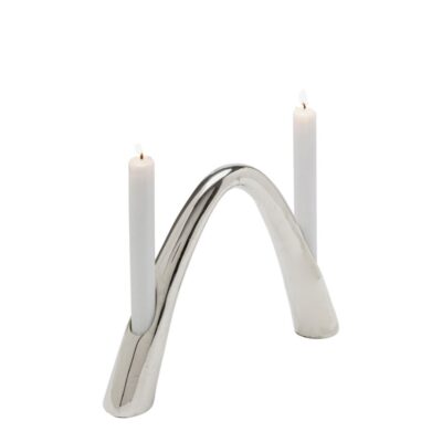 Candle holder bow duo chrome 21cm