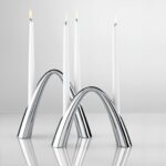 Candle holder bow duo chrome 21cm (4)