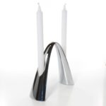 Candle holder bow duo chrome 21cm (5)