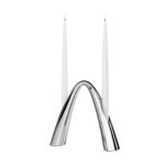 Candle holder bow duo chrome 21cm (6)
