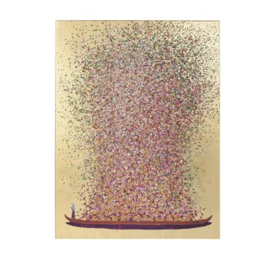 Piktura në kanavacë me lule, rozë e artë 80x100cm