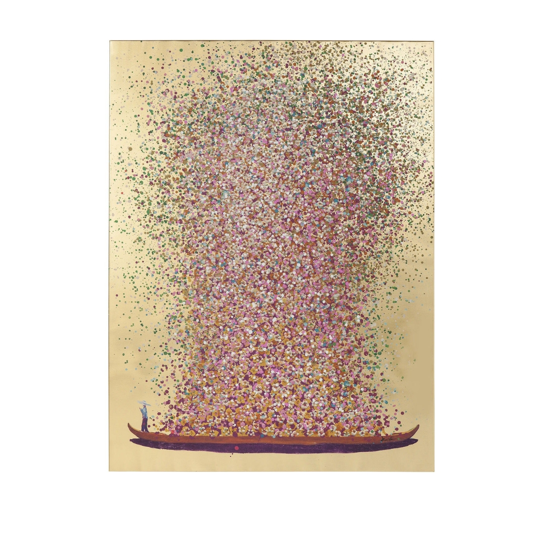Слика на платно Flower Boat златно-розова 80x100см