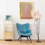 Canvas picture flower boat gold pink 80x100cm (2)